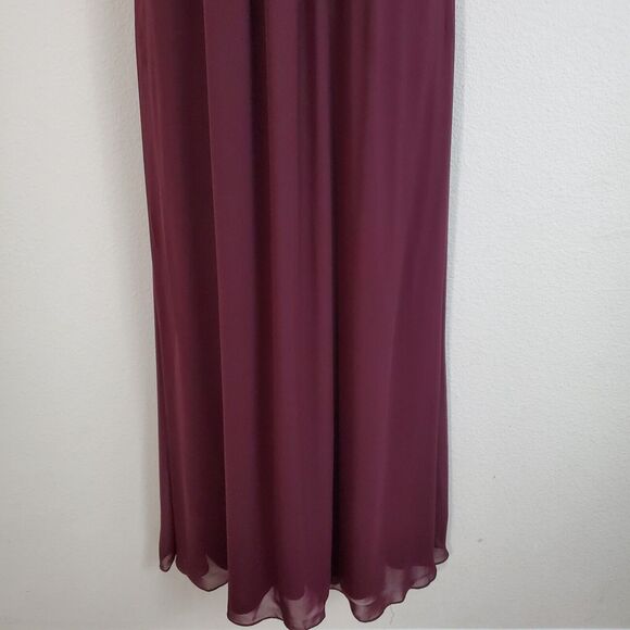 SLNY Evening Dress 6 Burgundy Red Elegant Embellished Gala Prom Wedding Party - Picture 3 of 9
